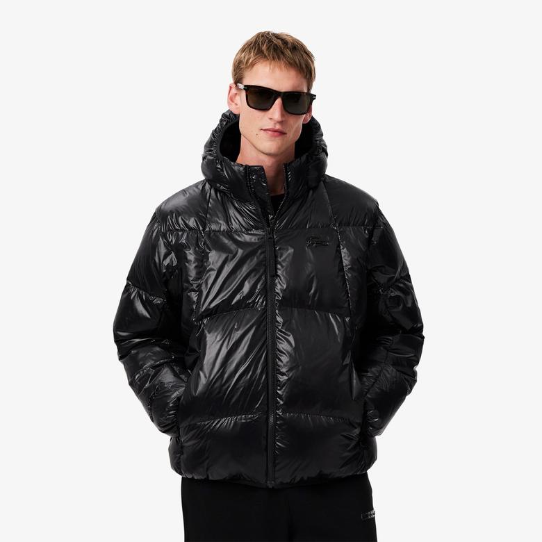 Erkek Relaxed Fit Kapüşonlu Siyah Mont