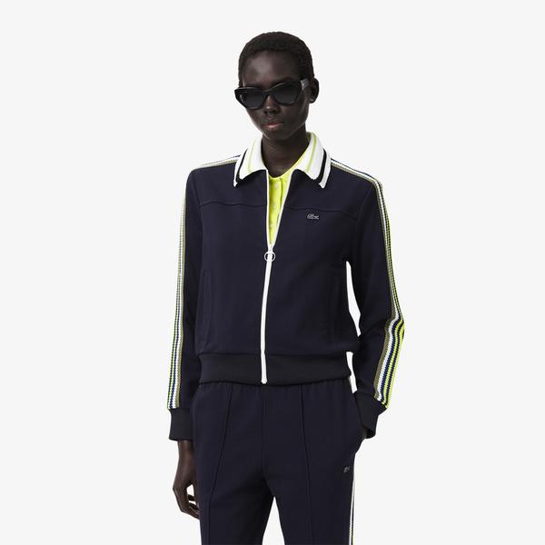 Kadın Regular Fit Gömlek Yaka Lacivert Sweatshirt