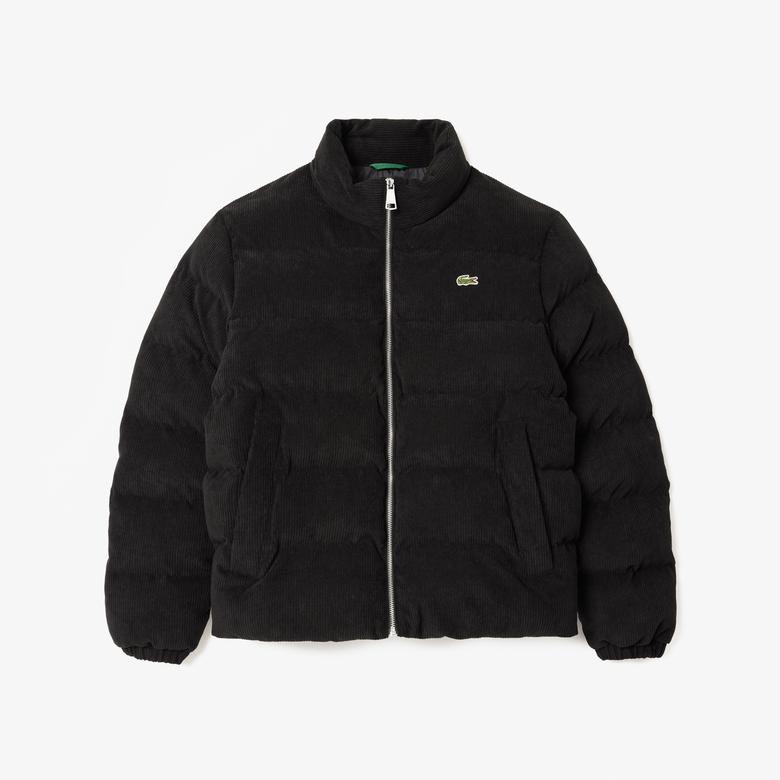 Erkek Relaxed Fit Dik Yaka Siyah Şişme Mont