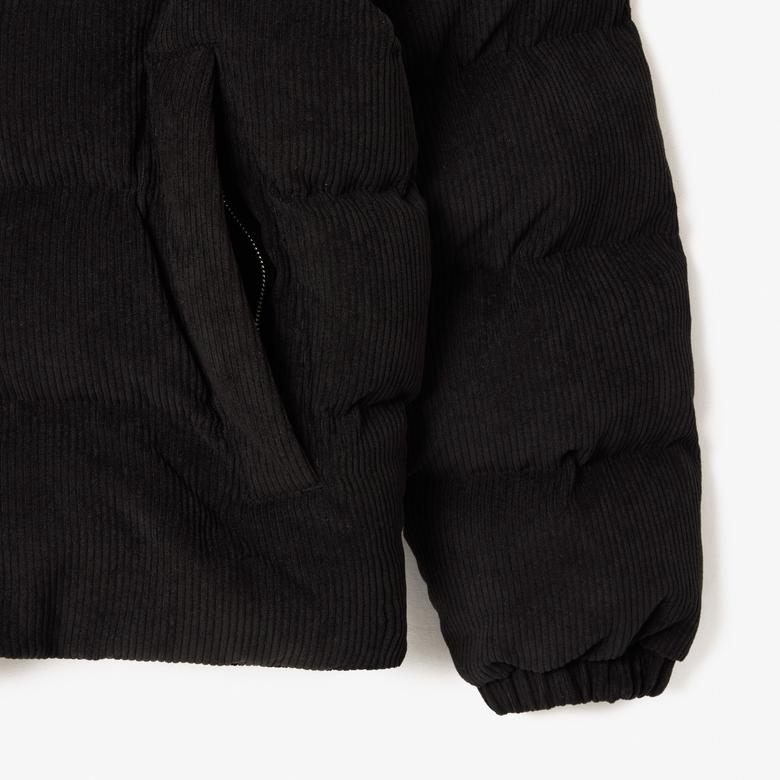 Erkek Relaxed Fit Dik Yaka Siyah Şişme Mont