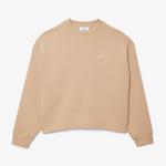 Kadın Oversize Fit Bisiklet Yaka Bej Sweatshirt