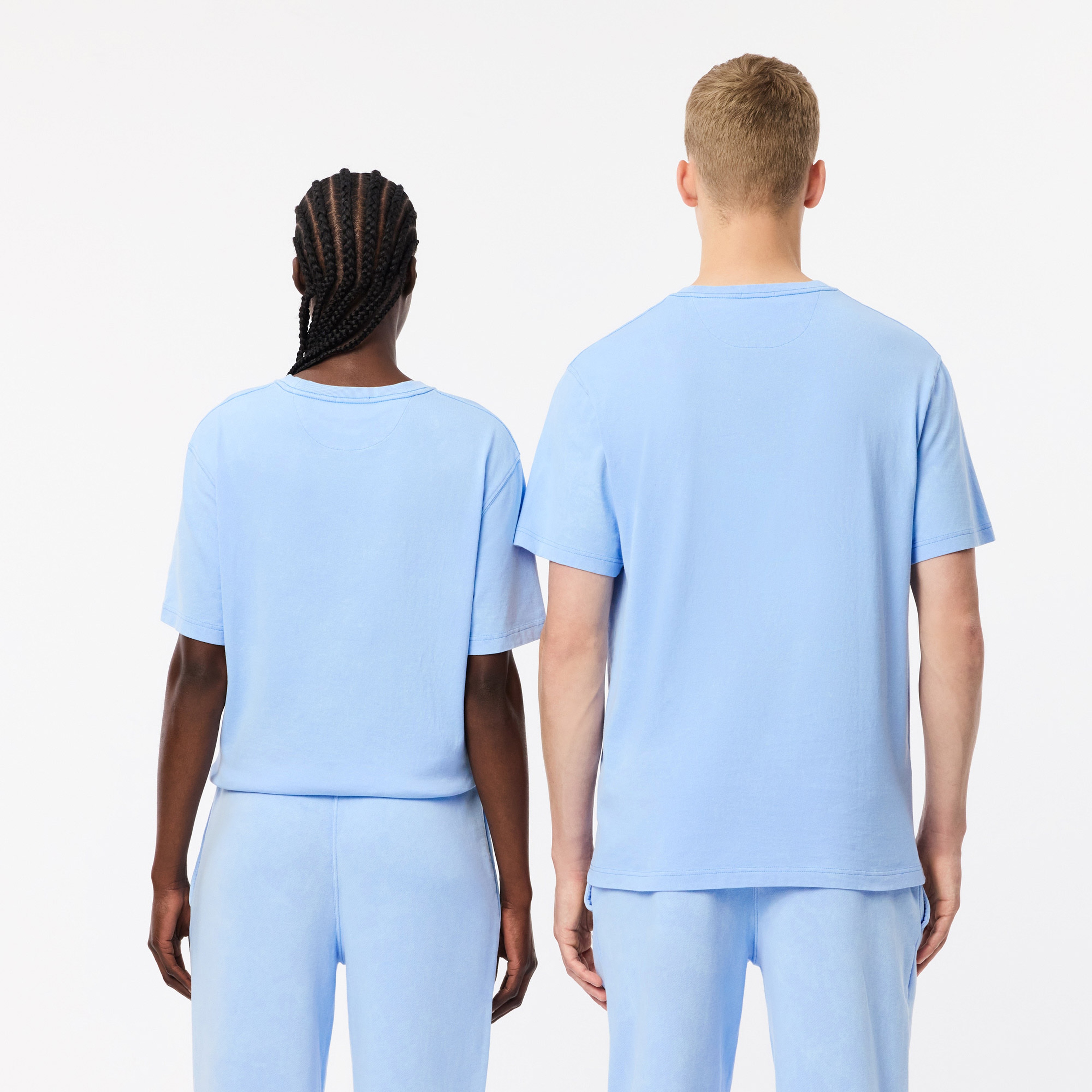 Unisex Classic Fit Bisiklet Yaka Açık Mavi T-Shirt