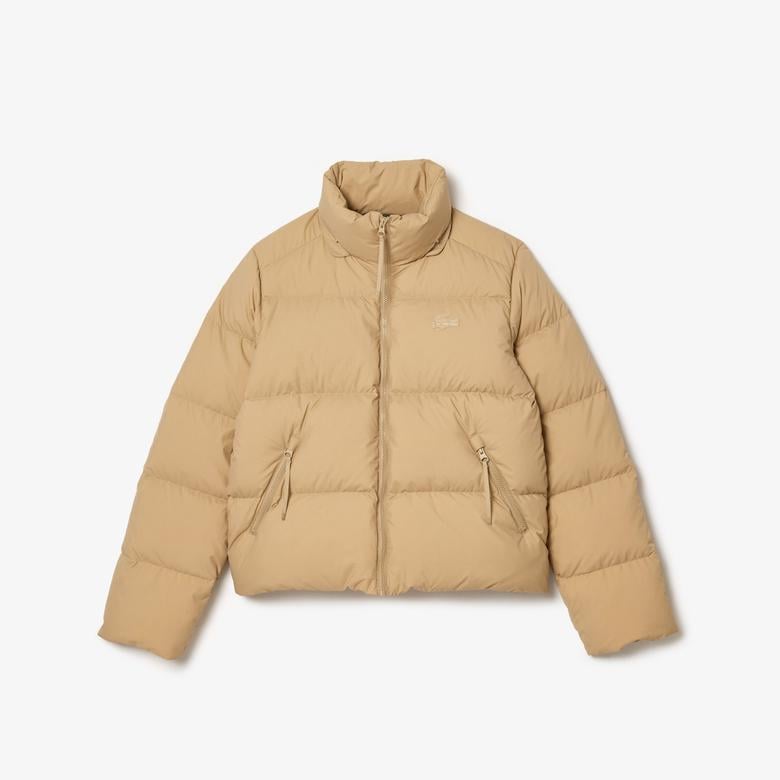 Kadın Relaxed Fit Kapüşonlu Kahverengi Şişme Mont