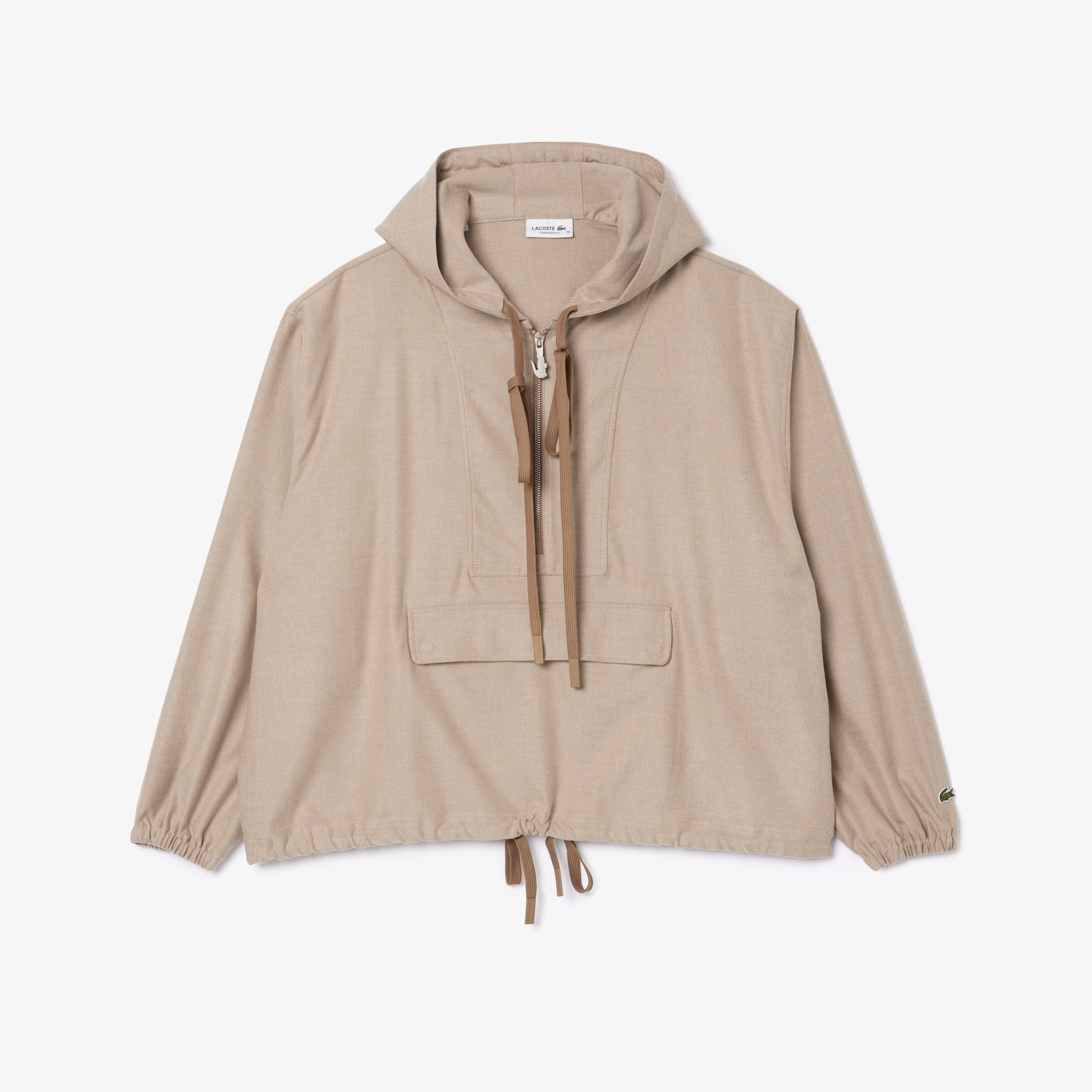 Kadın Oversize Fit Kapüşonlu Bej Ceket