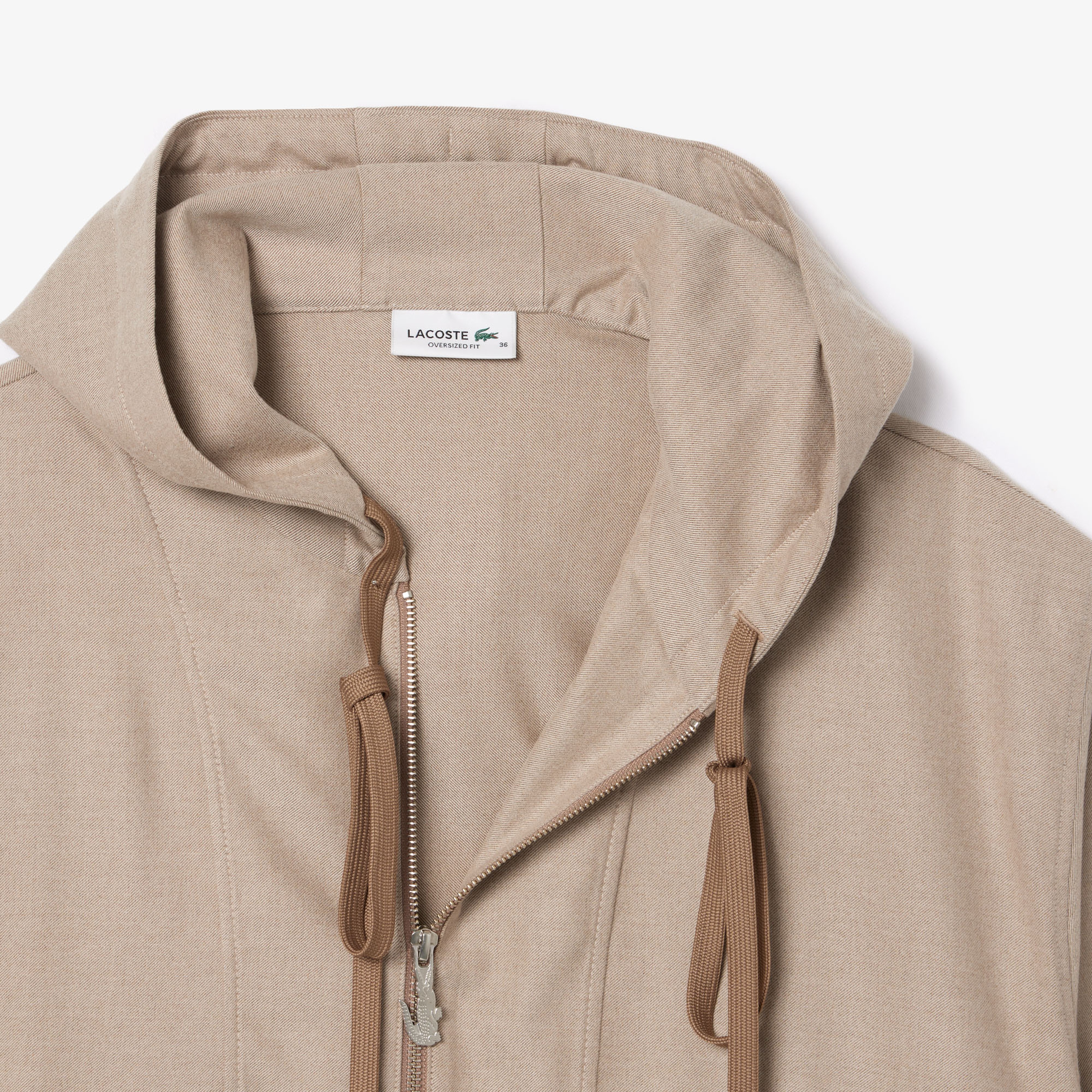 Kadın Oversize Fit Kapüşonlu Bej Ceket