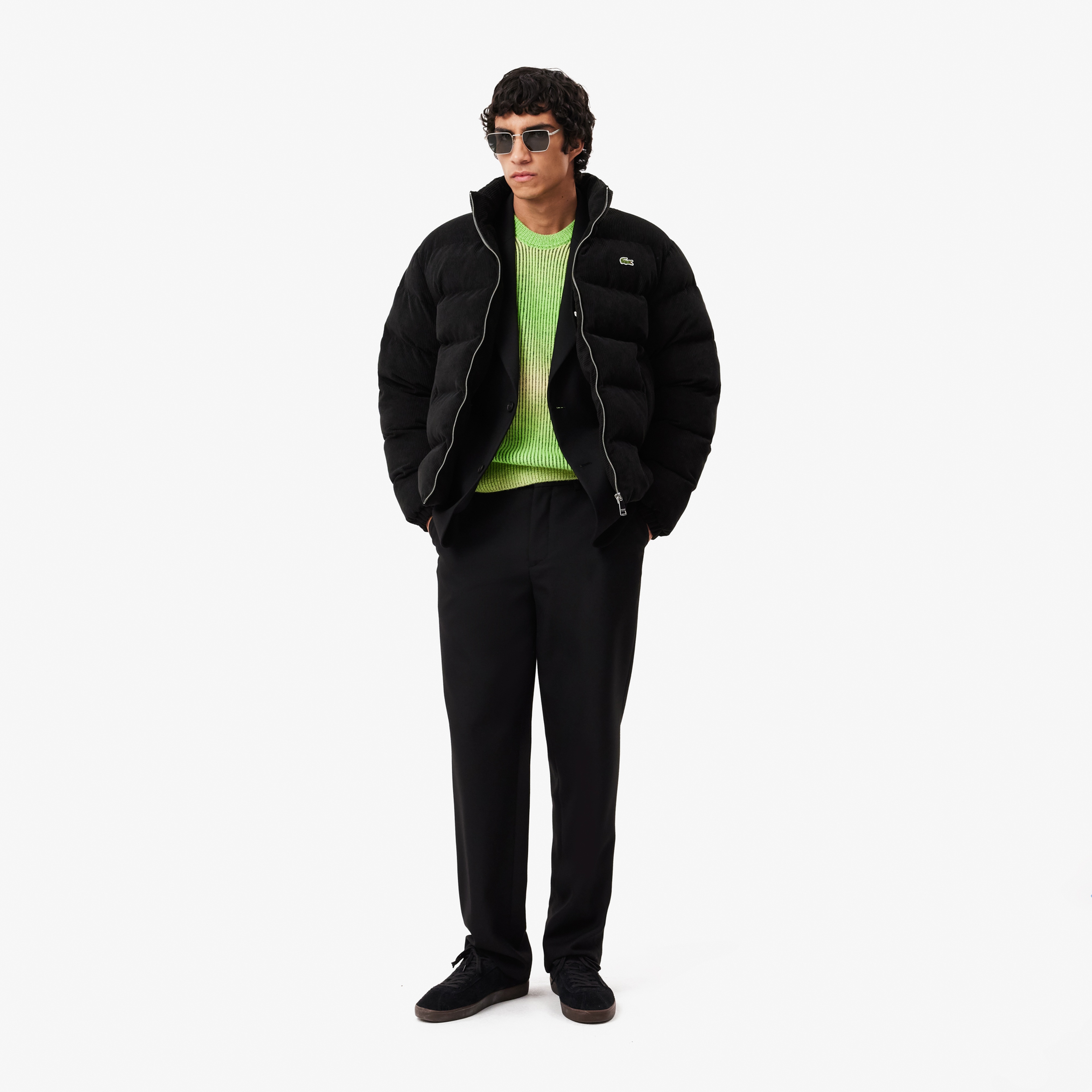 Erkek Relaxed Fit Dik Yaka Siyah Şişme Mont