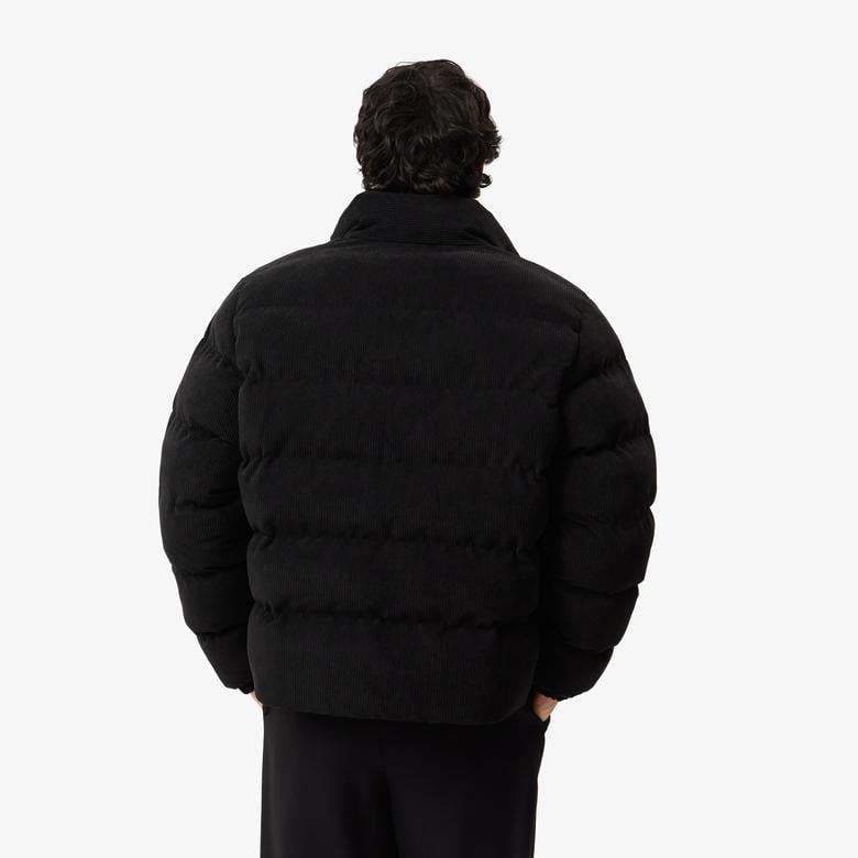 Erkek Relaxed Fit Dik Yaka Siyah Şişme Mont