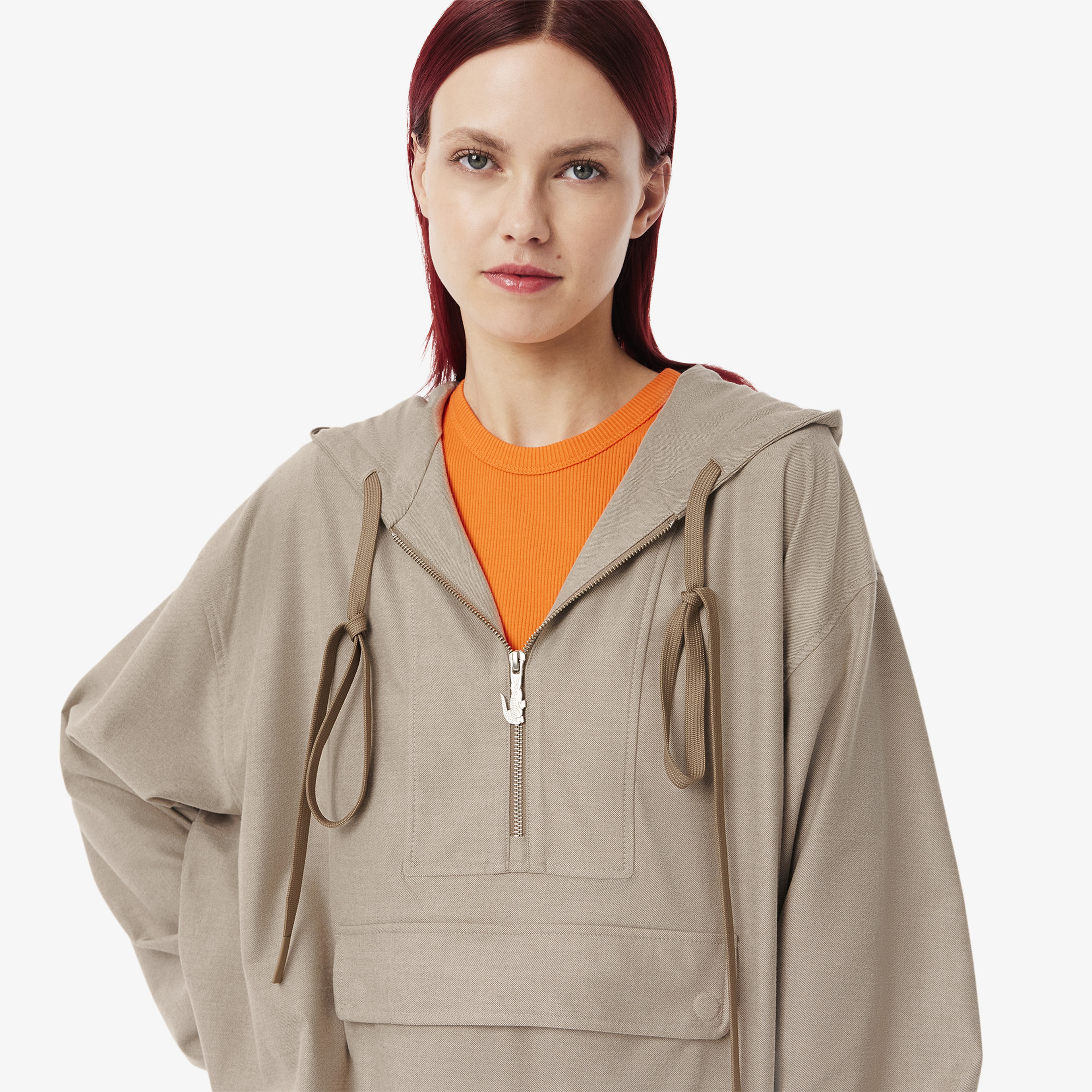 Kadın Oversize Fit Kapüşonlu Bej Ceket