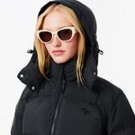 Kadın Relaxed Fit Kapüşonlu Siyah Şişme Mont