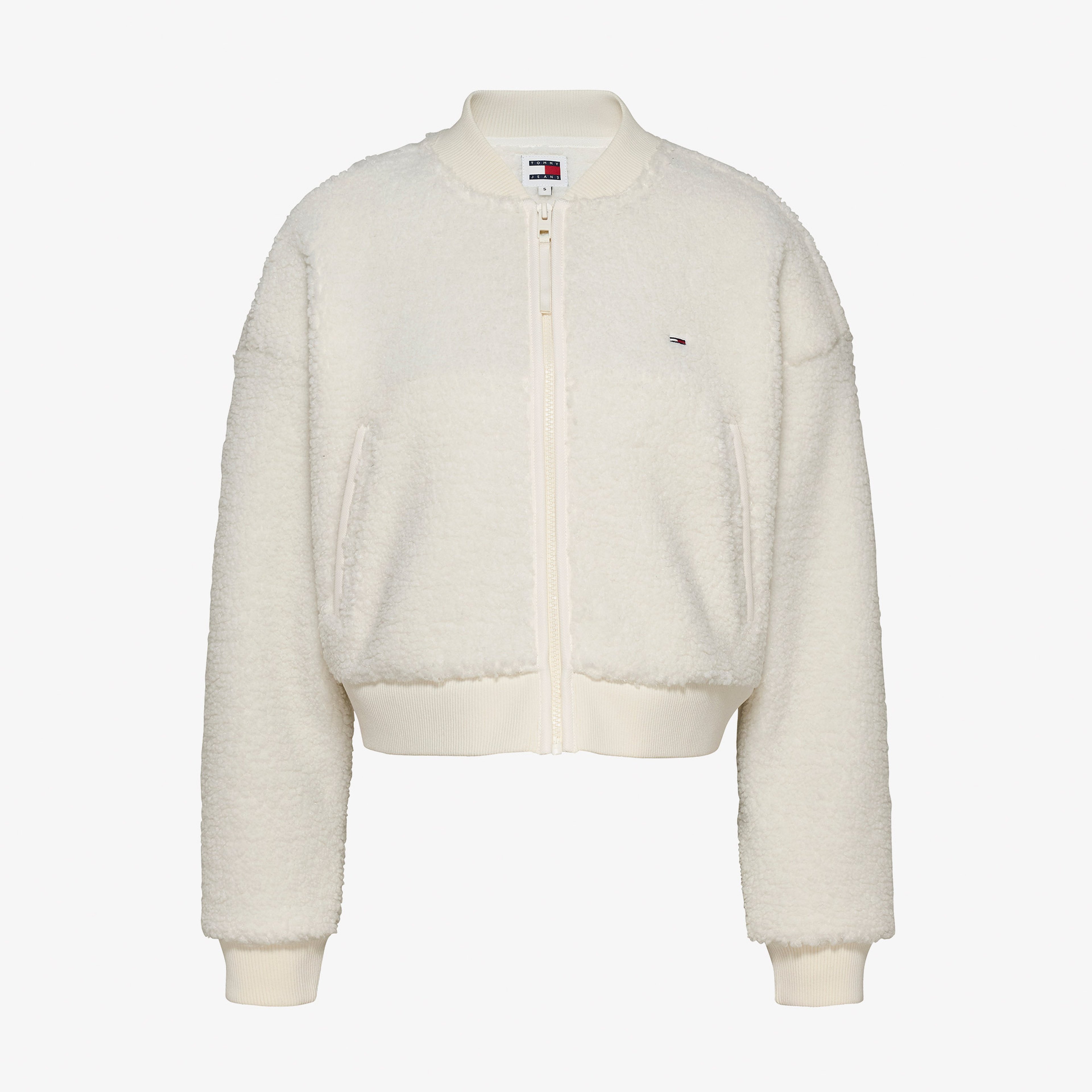 Tommy Jeans Teddy Zip Kadın Beyaz Sweatshirt