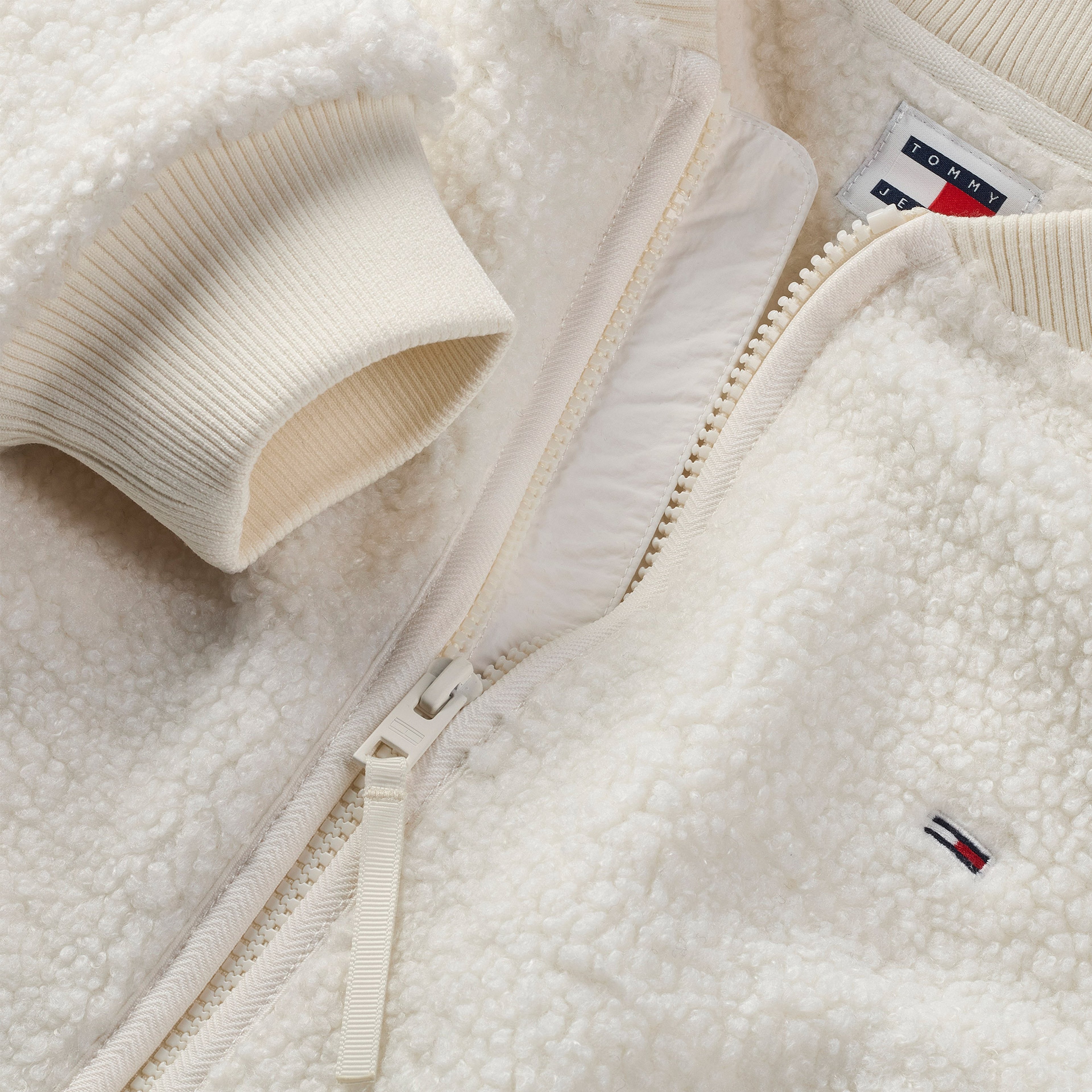 Tommy Jeans Teddy Zip Kadın Beyaz Sweatshirt