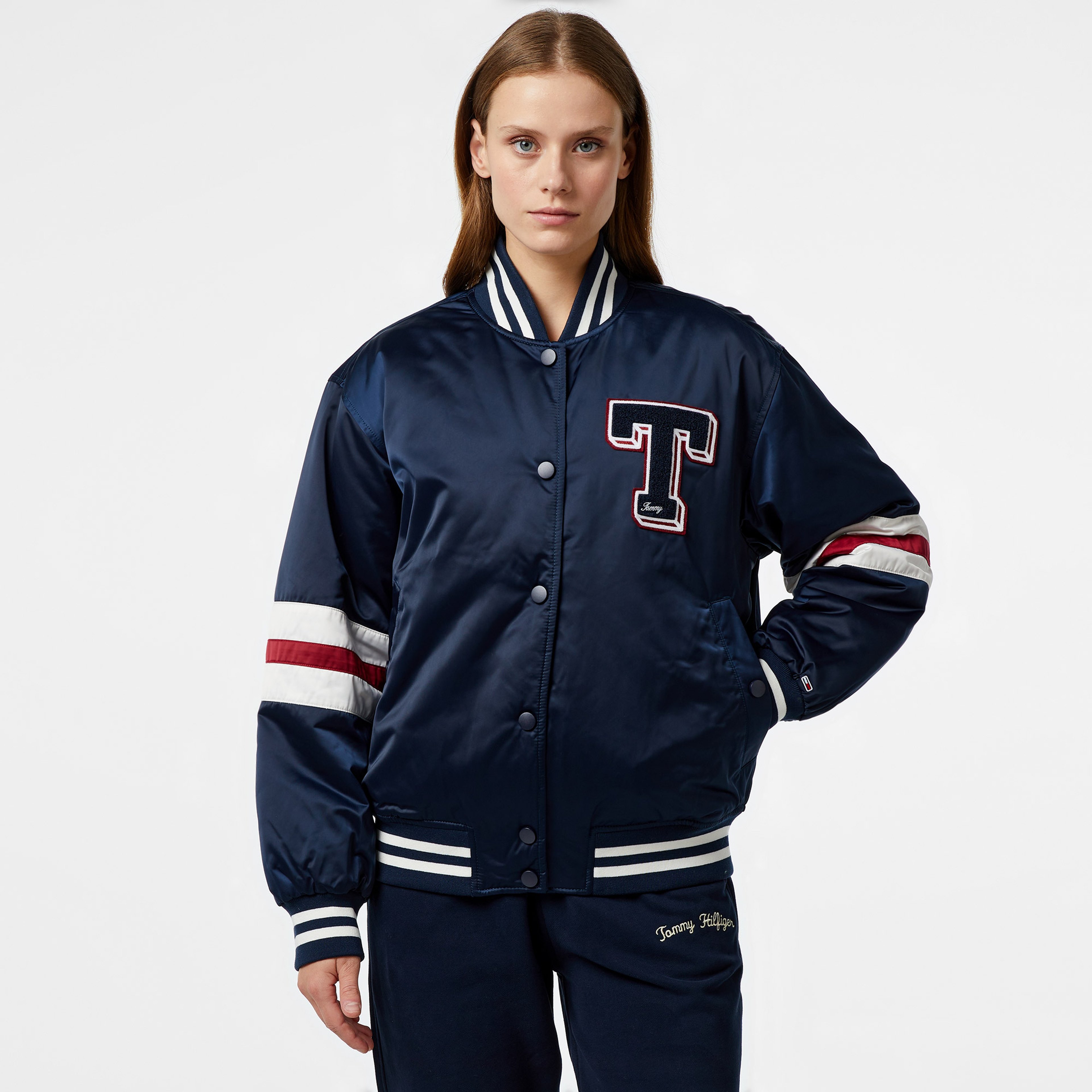 Tommy Jeans Letterman Kadın Mavi Ceket