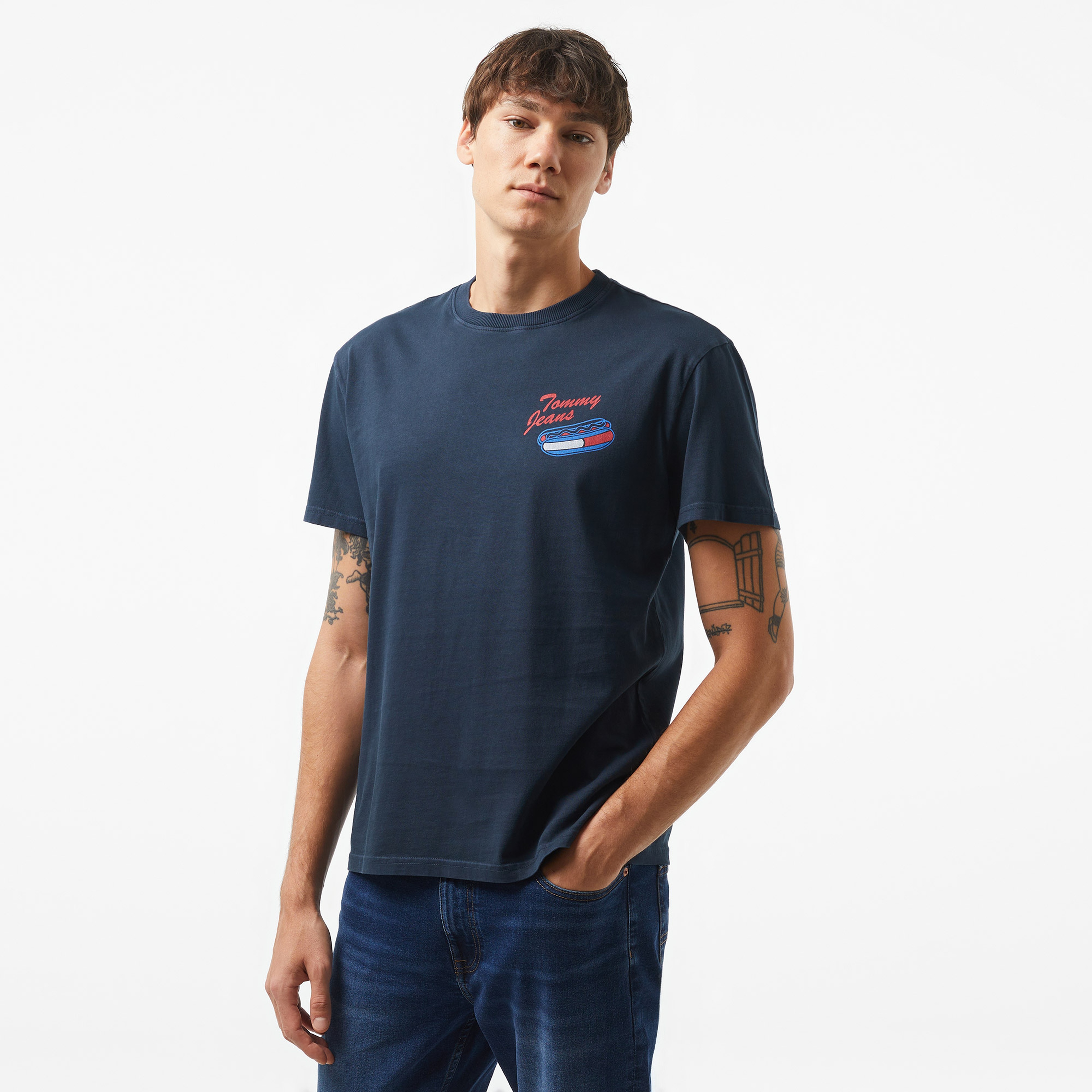 Tommy Jeans Reg Erkek Mavi T-Shirt