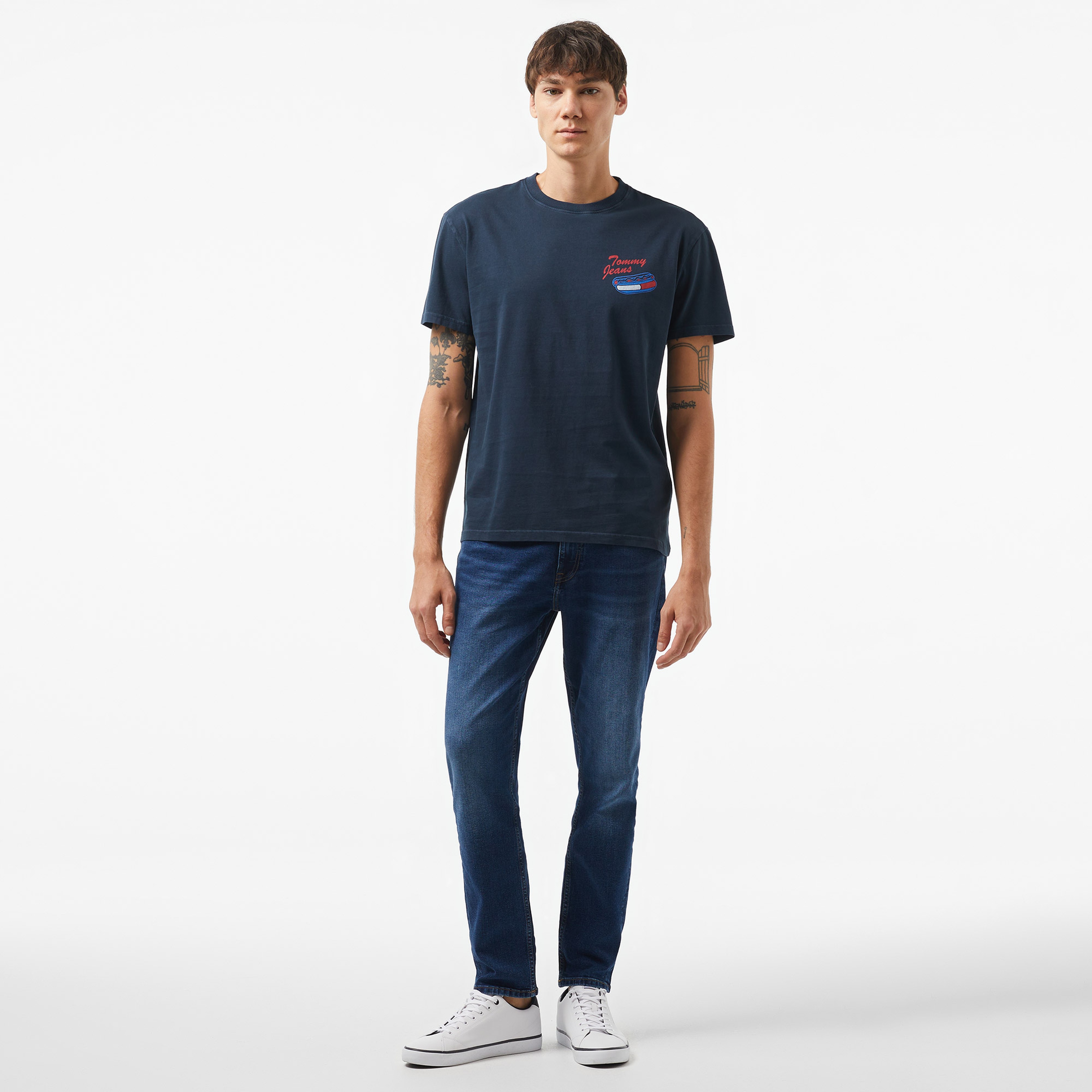 Tommy Jeans Reg Erkek Mavi T-Shirt