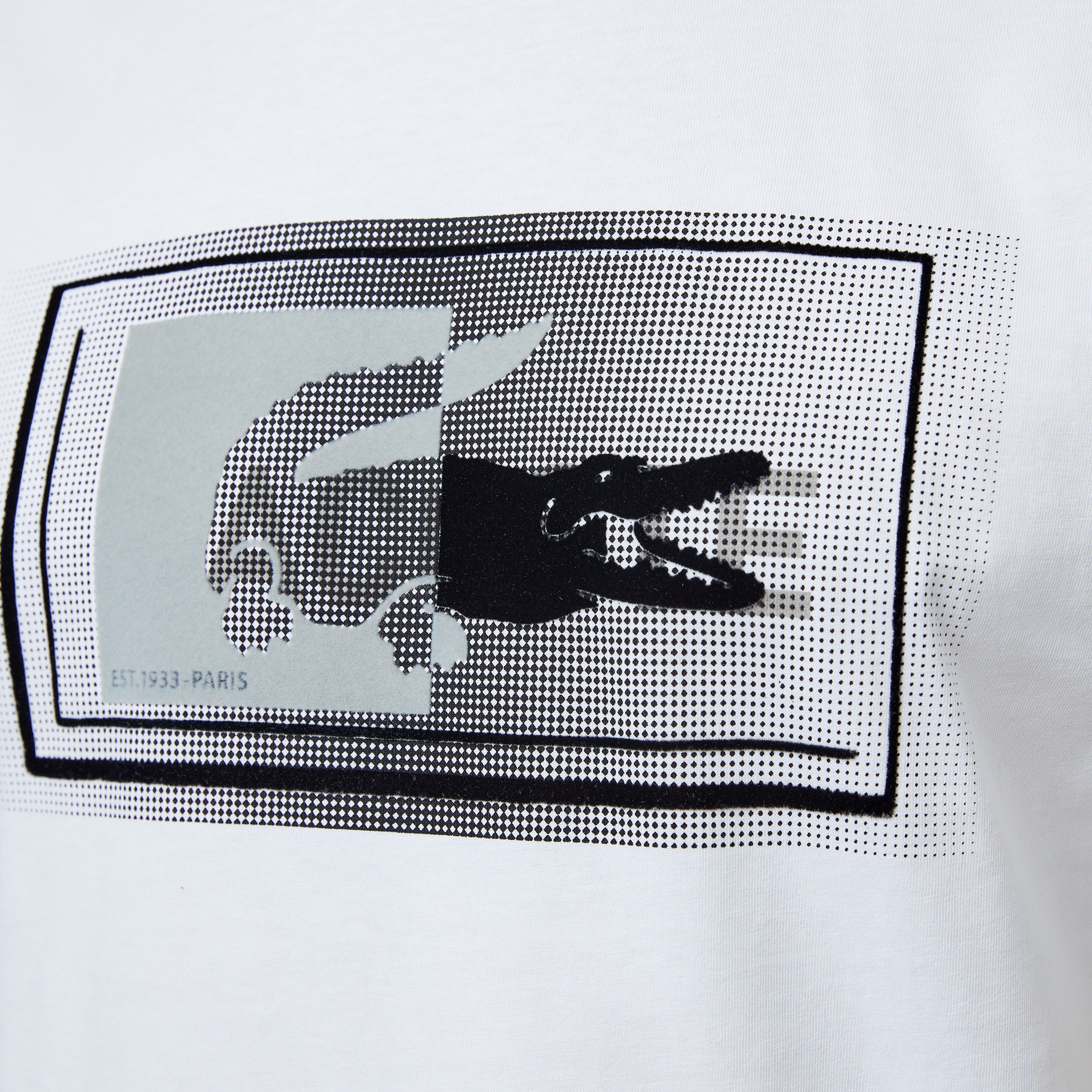 Lacoste Erkek Regular Fit Bisiklet Yaka Baskılı Beyaz T-Shirt