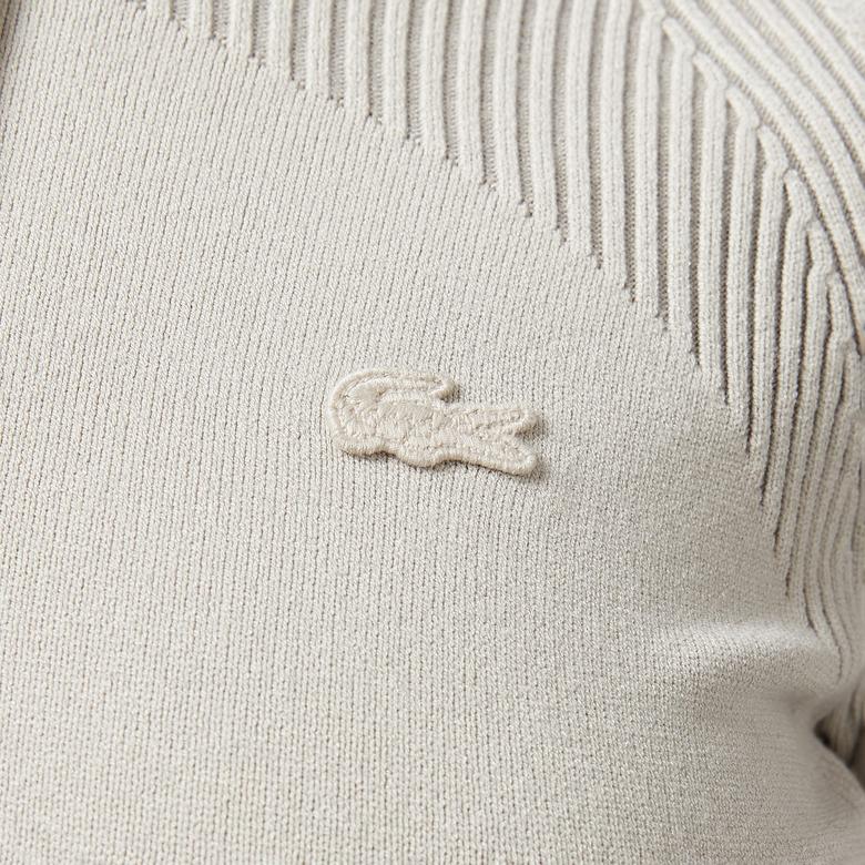 Kadın Slim Fit Uzun Kollu Yarım Fermuarlı Gri Elbise