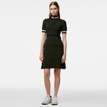Kadın Flare Fit Kısa Kollu Dik Yaka Haki Elbise