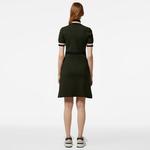 Kadın Flare Fit Kısa Kollu Dik Yaka Haki Elbise