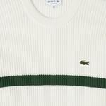 Erkek Relaxed Fit Bisiklet Yaka Çizgili Beyaz Kazak