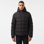 Erkek Regular Fit Kapüşonlu Siyah Şişme Mont