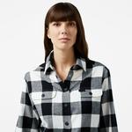 Kadın Regular Fit Ekose Siyah Gömlek