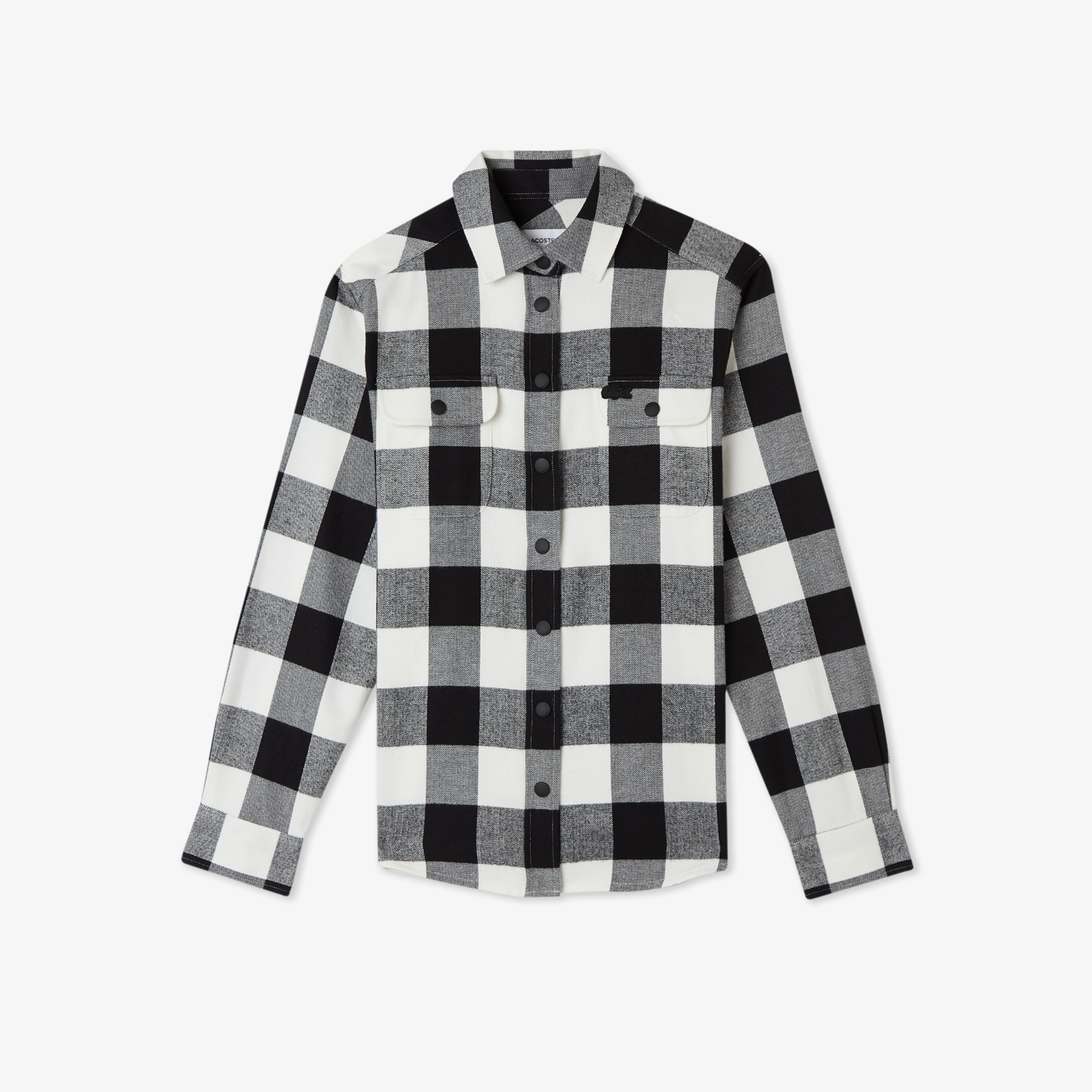 Kadın Regular Fit Ekose Siyah Gömlek