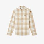 Kadın Regular Fit Ekose Bej Gömlek