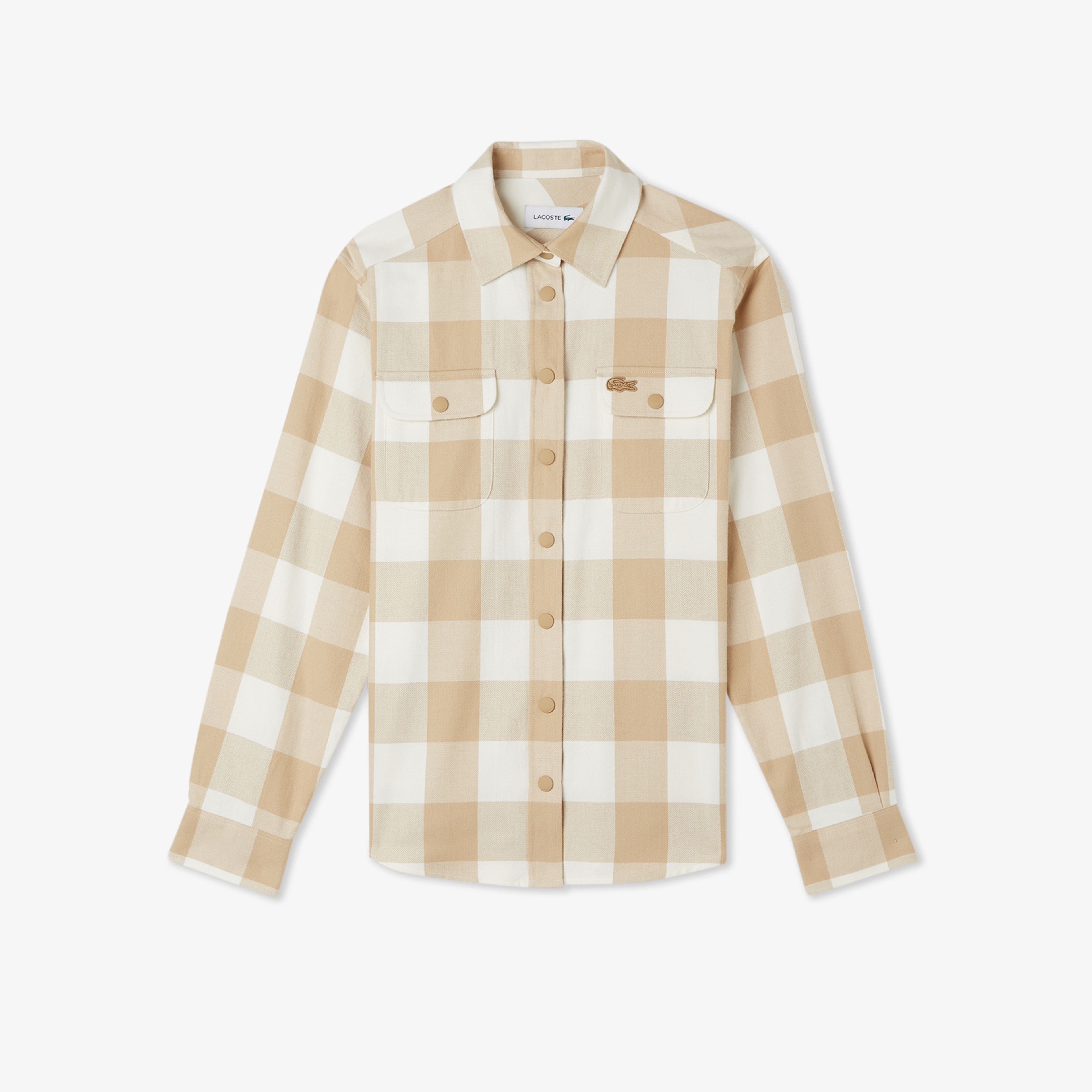 Kadın Regular Fit Ekose Bej Gömlek