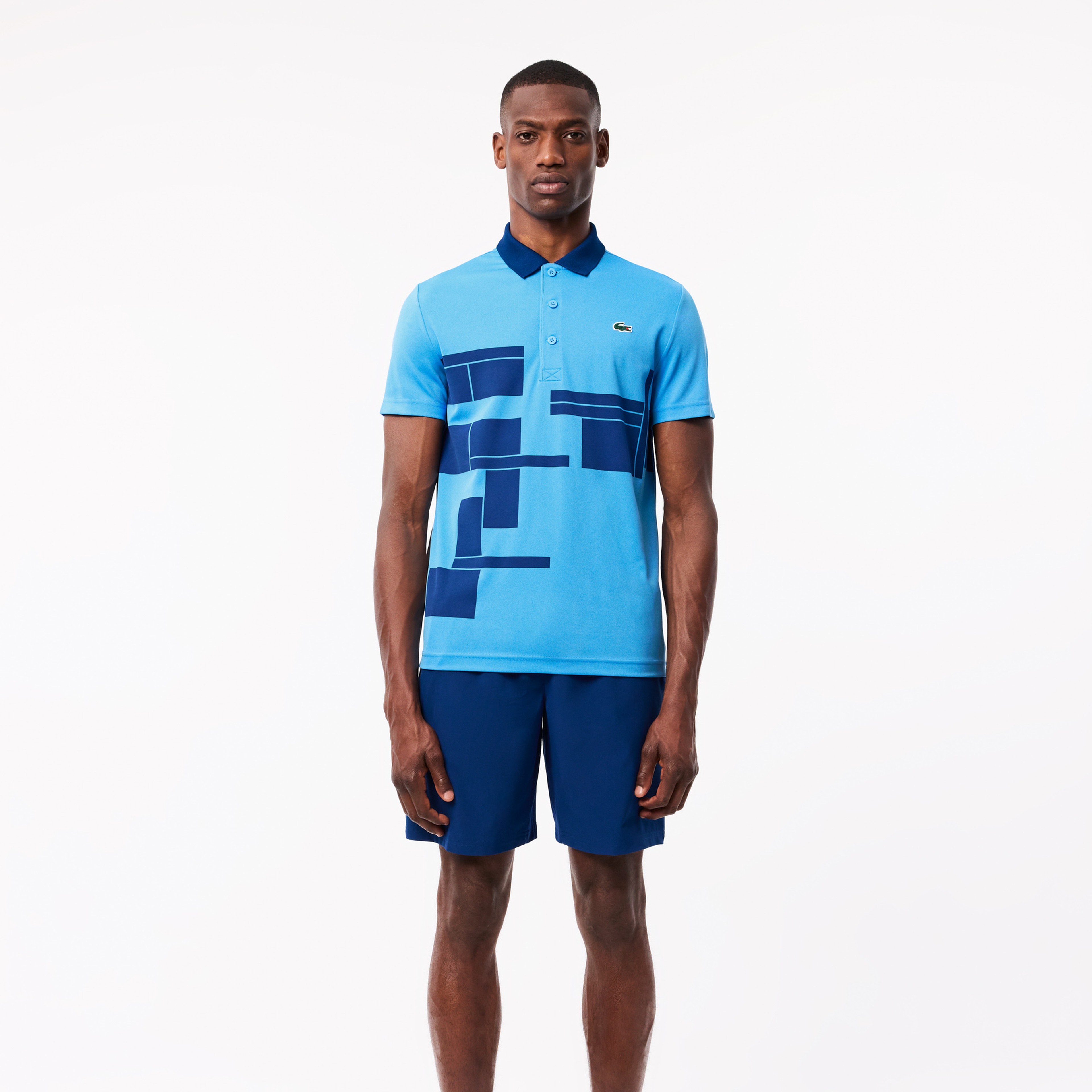 Erkek Regular Fit Baskılı Mavi Polo