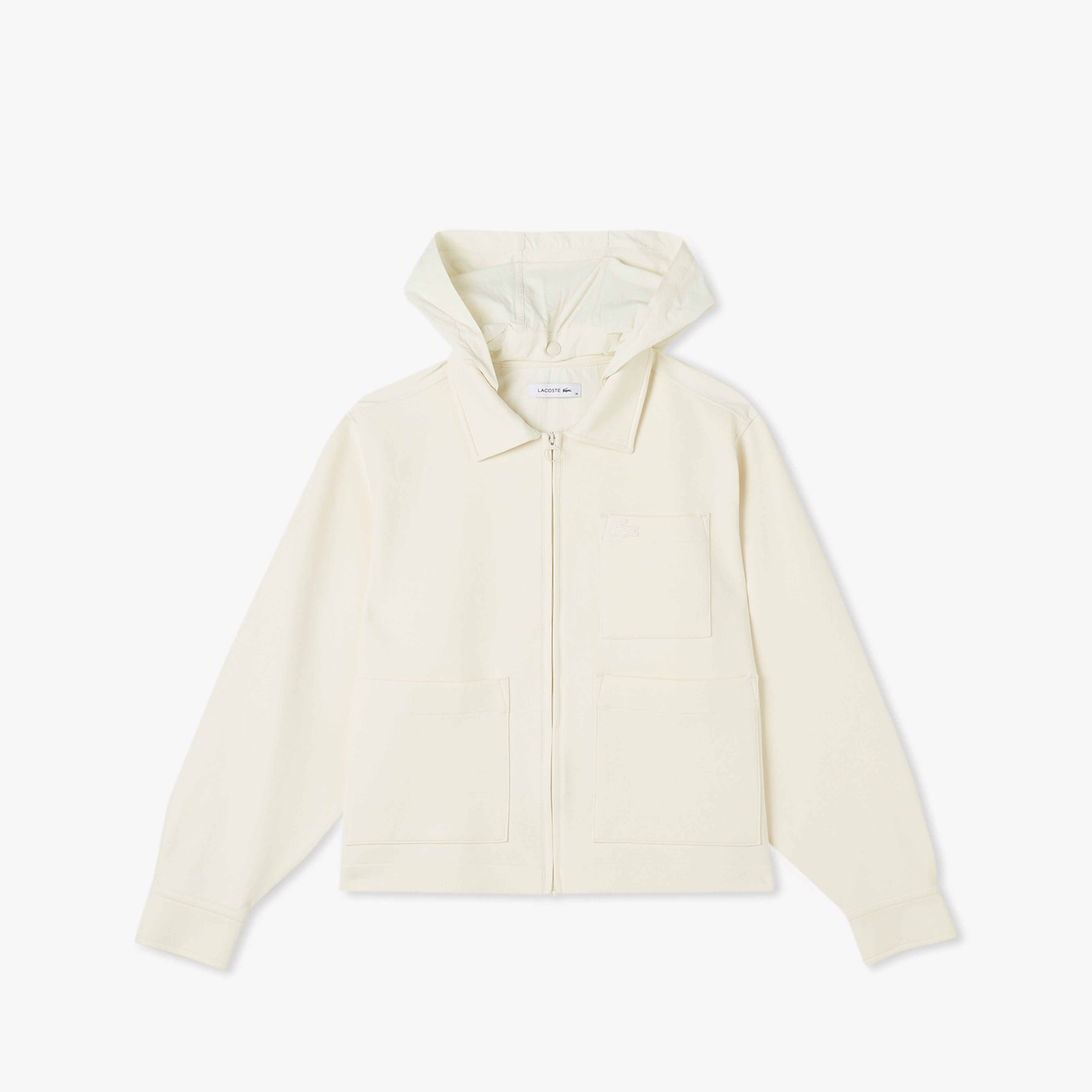 Kadın Relaxed Fit Kapüşonlu Beyaz Ceket