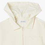 Kadın Relaxed Fit Kapüşonlu Beyaz Ceket