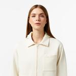 Kadın Relaxed Fit Kapüşonlu Beyaz Ceket