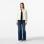 Kadın Relaxed Fit Kapüşonlu Beyaz Ceket