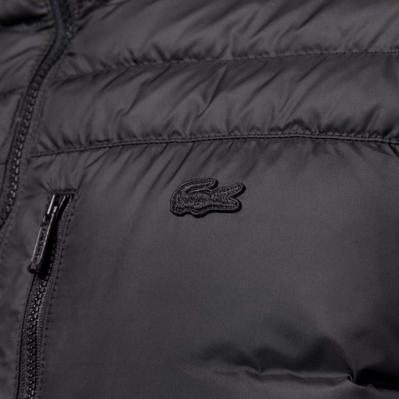 Erkek Kapüşonlu Siyah Mont