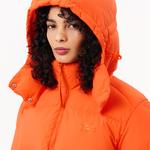 Kadın Relaxed Fit Kapüşonlu Turuncu Şişme Mont