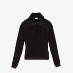 Kadın Slim Fit Yarım Fermuarlı Siyah Triko