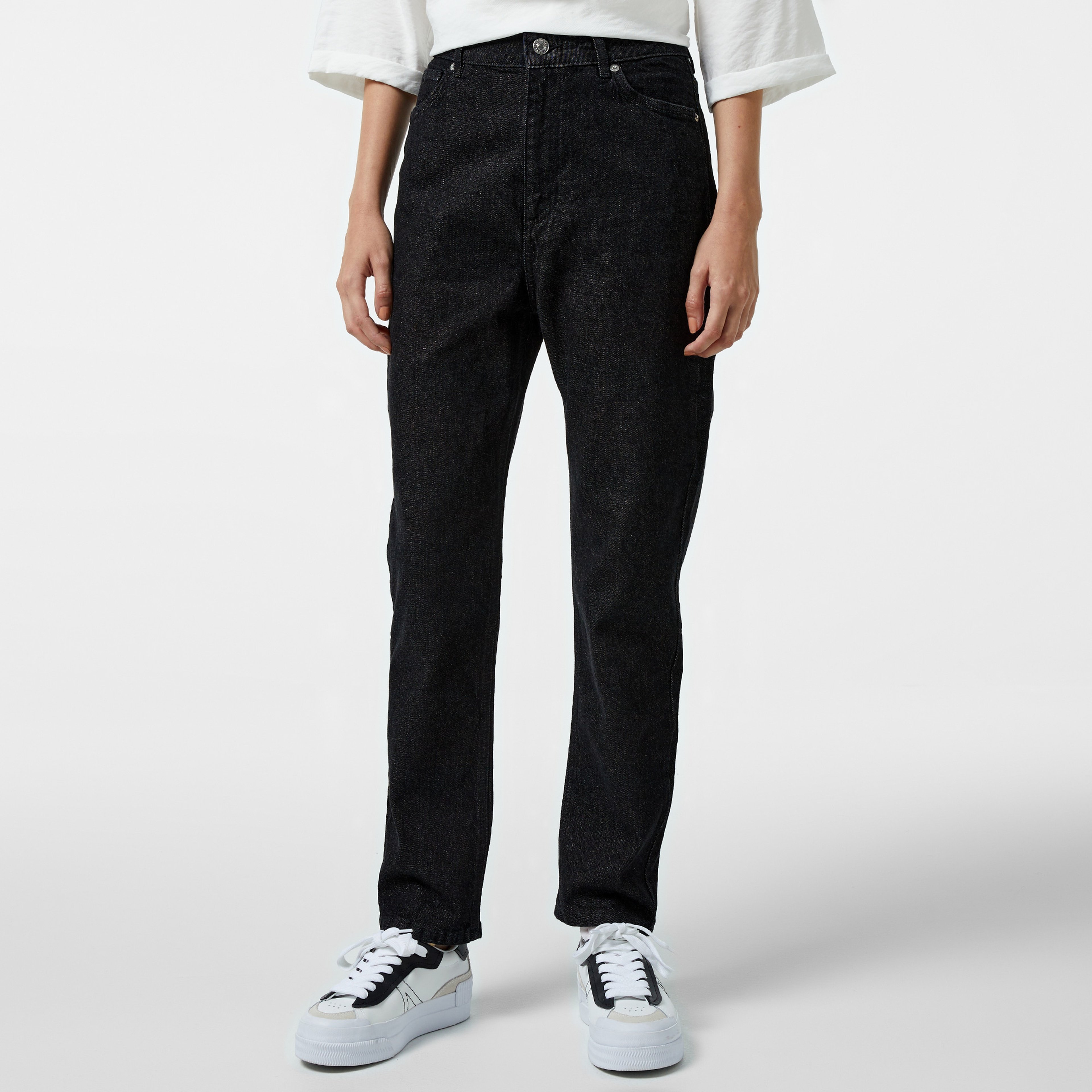 Kadın Regular Fit Denim Siyah Pantolon