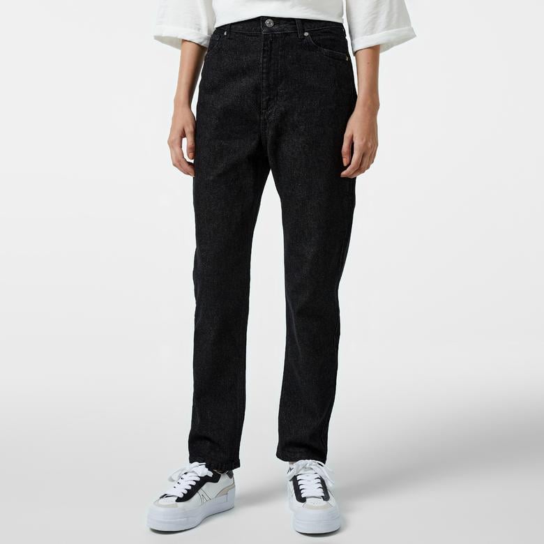 Kadın Regular Fit Denim Siyah Pantolon