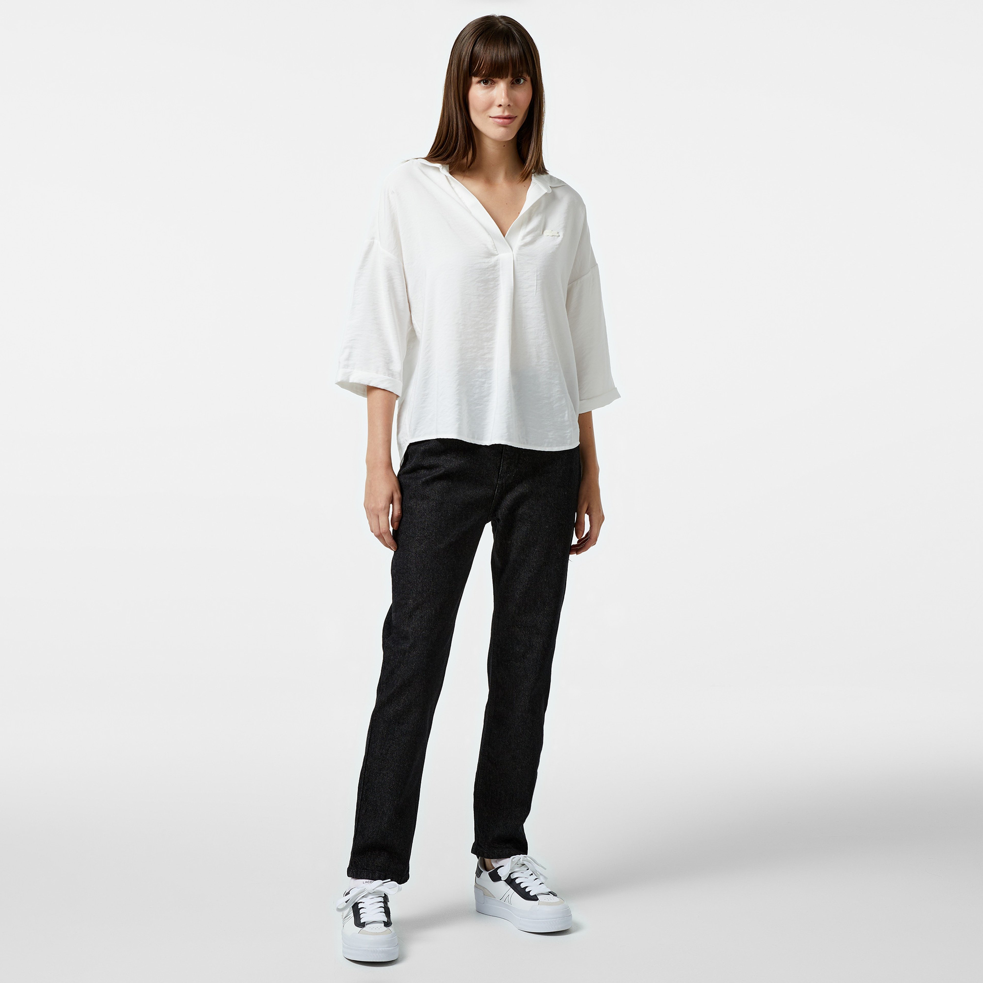 Kadın Regular Fit Denim Siyah Pantolon