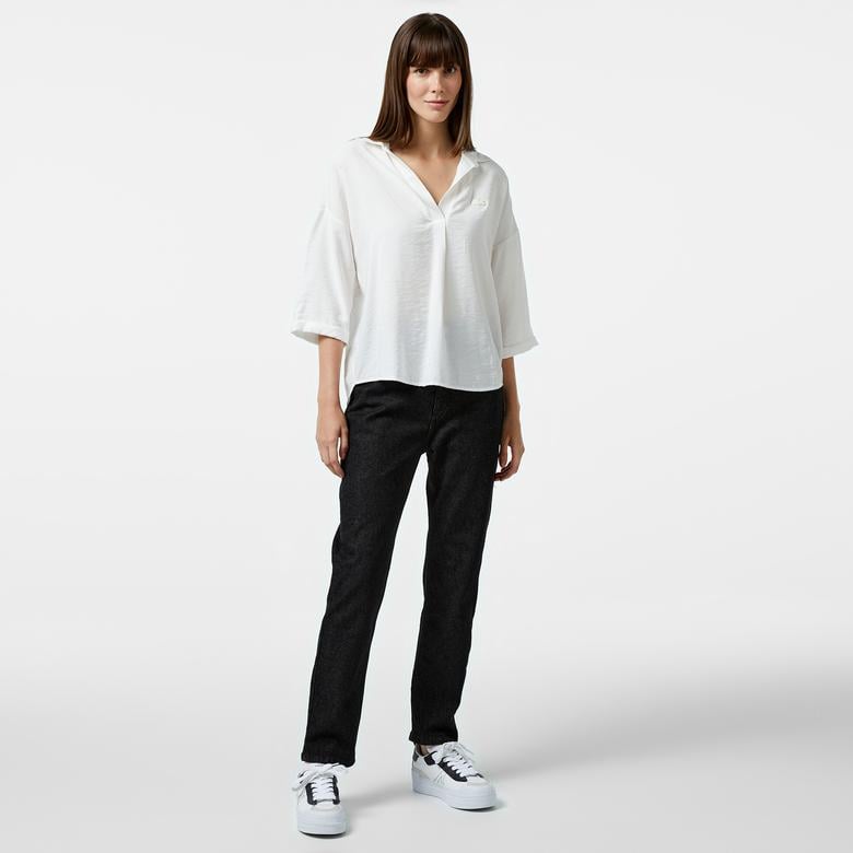 Kadın Regular Fit Denim Siyah Pantolon