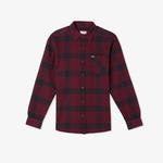 Erkek Regular Fit Ekose Bordo Gömlek