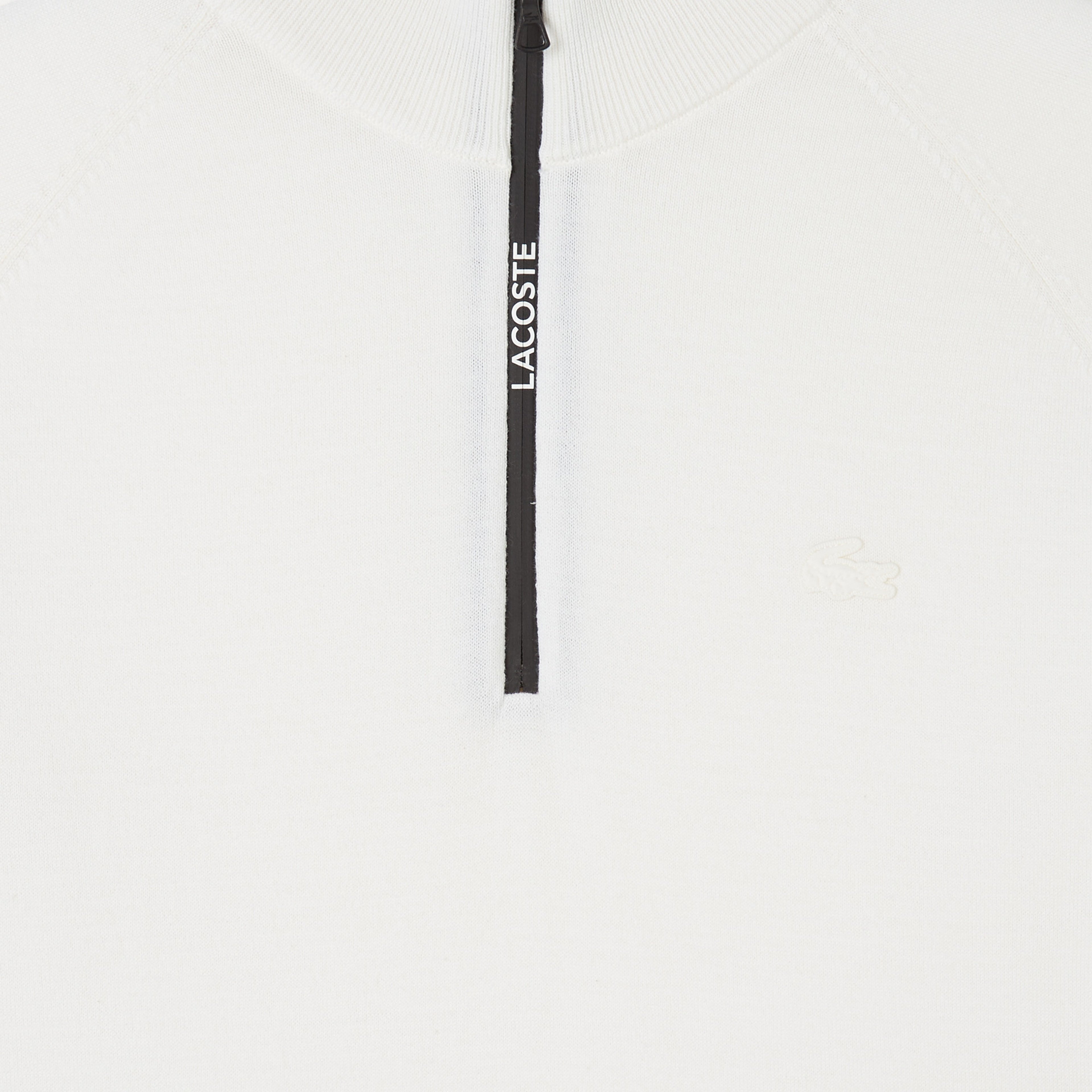 Erkek Regular Fit Yarım Fermuarlı Beyaz Triko