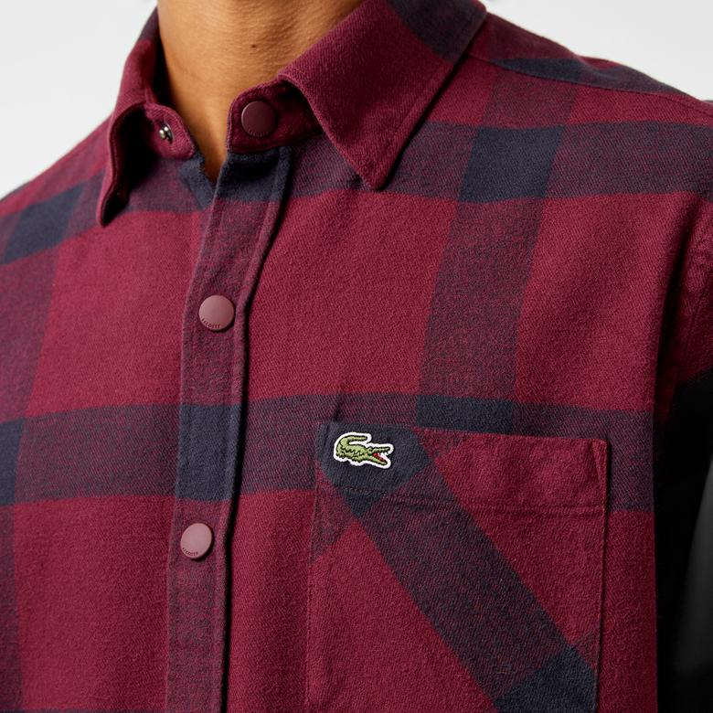 Erkek Regular Fit Ekose Bordo Gömlek