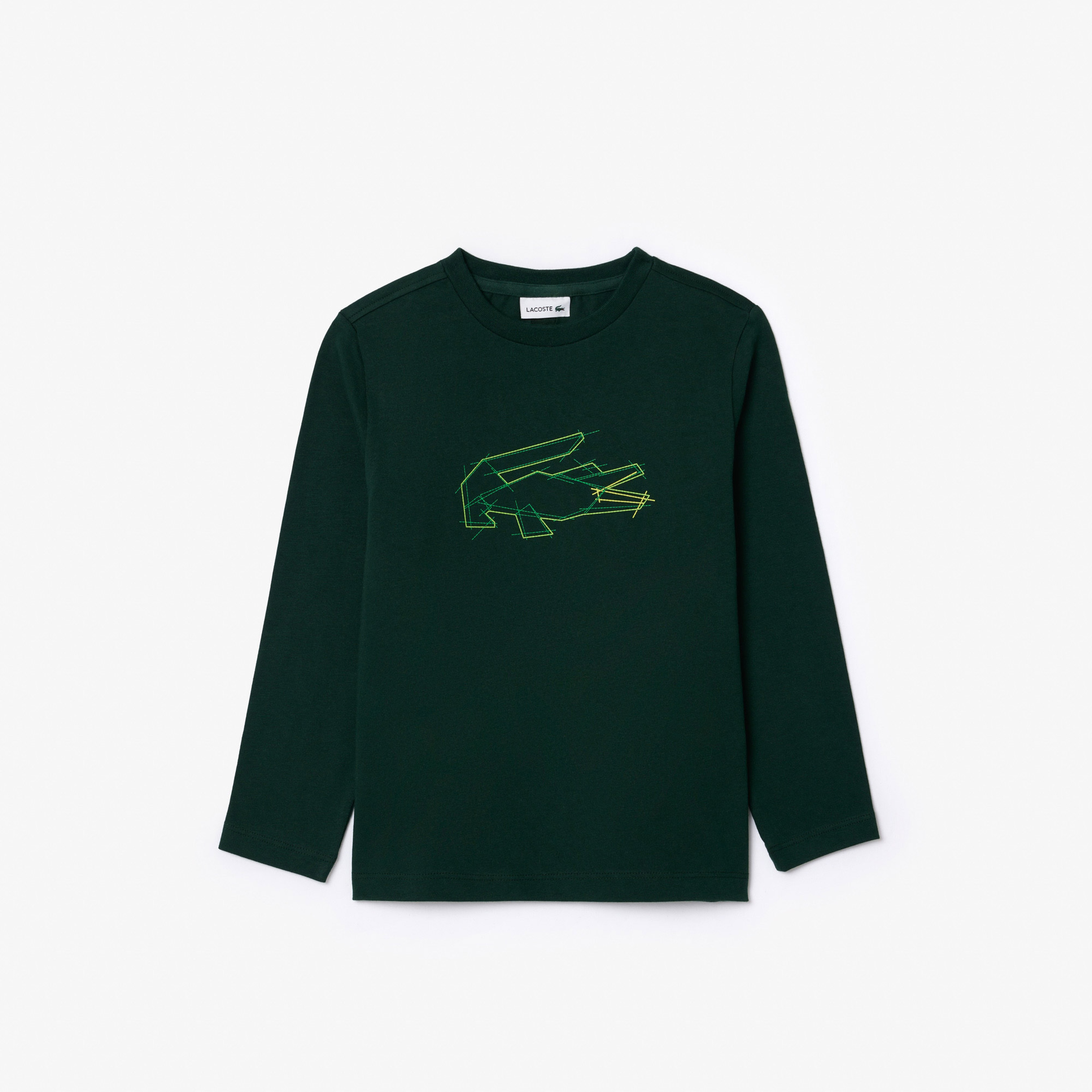 Lacoste Uzun Kollu Bisiklet Yaka Baskılı Çocuk Yeşil T-Shirt