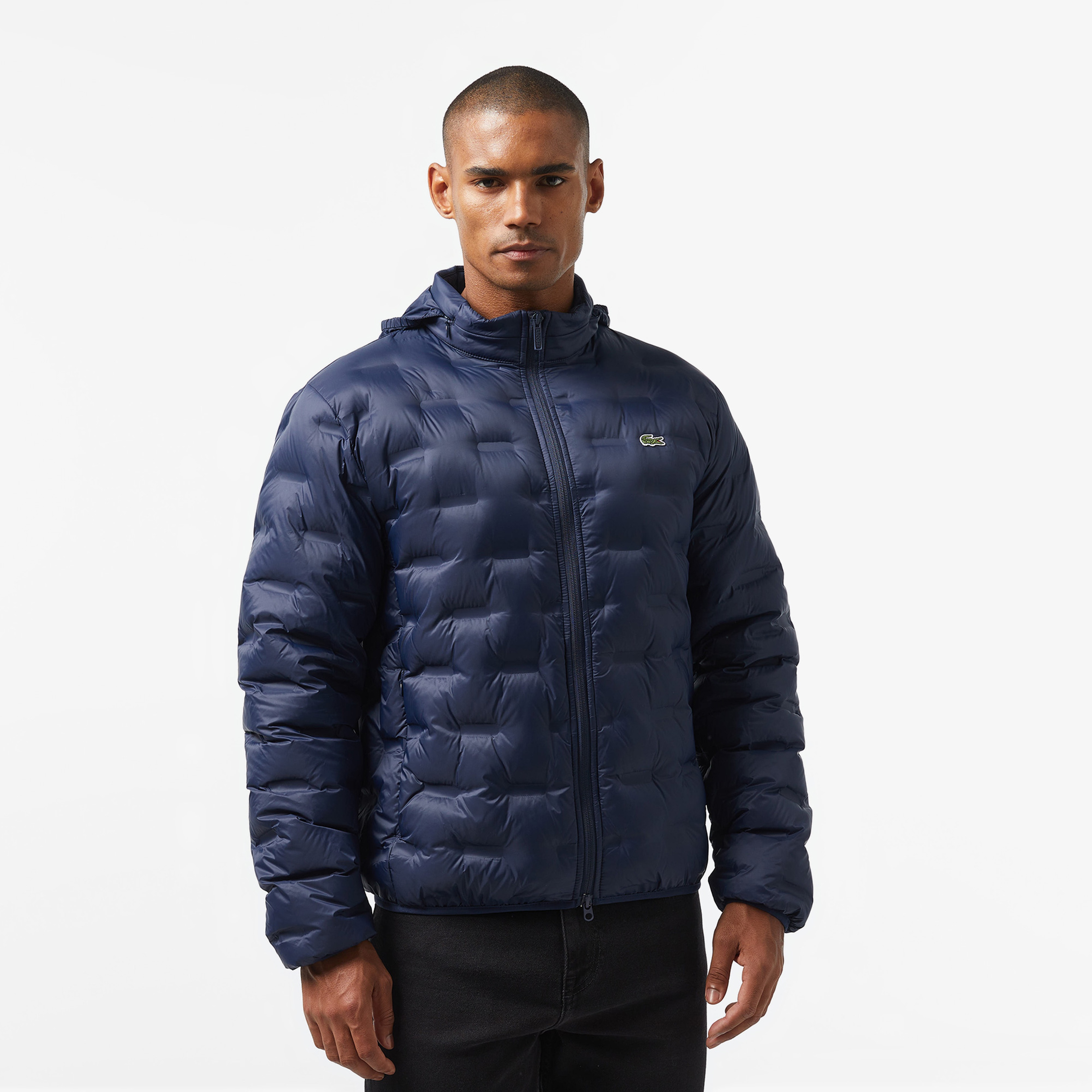 Erkek Regular Fit Kapüşonlu Kapitone Lacivert Mont