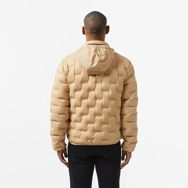 Erkek Regular Fit Kapüşonlu Kapitone Kahverengi Mont