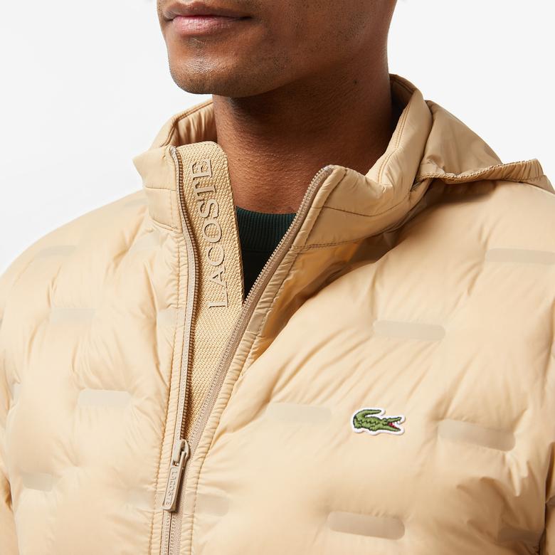 Erkek Regular Fit Kapüşonlu Kapitone Kahverengi Mont