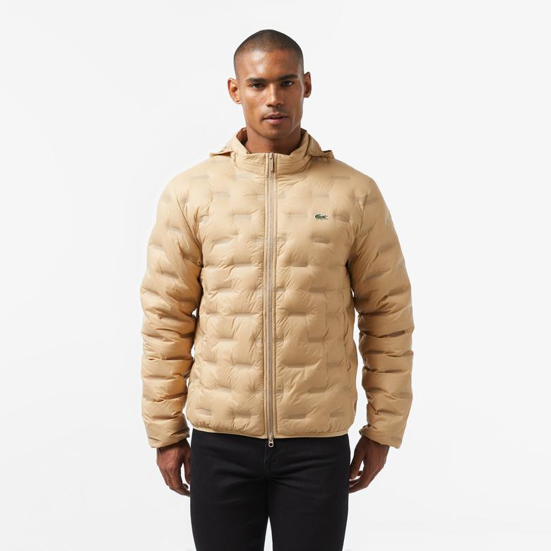 Erkek Regular Fit Kapüşonlu Kapitone Kahverengi Mont