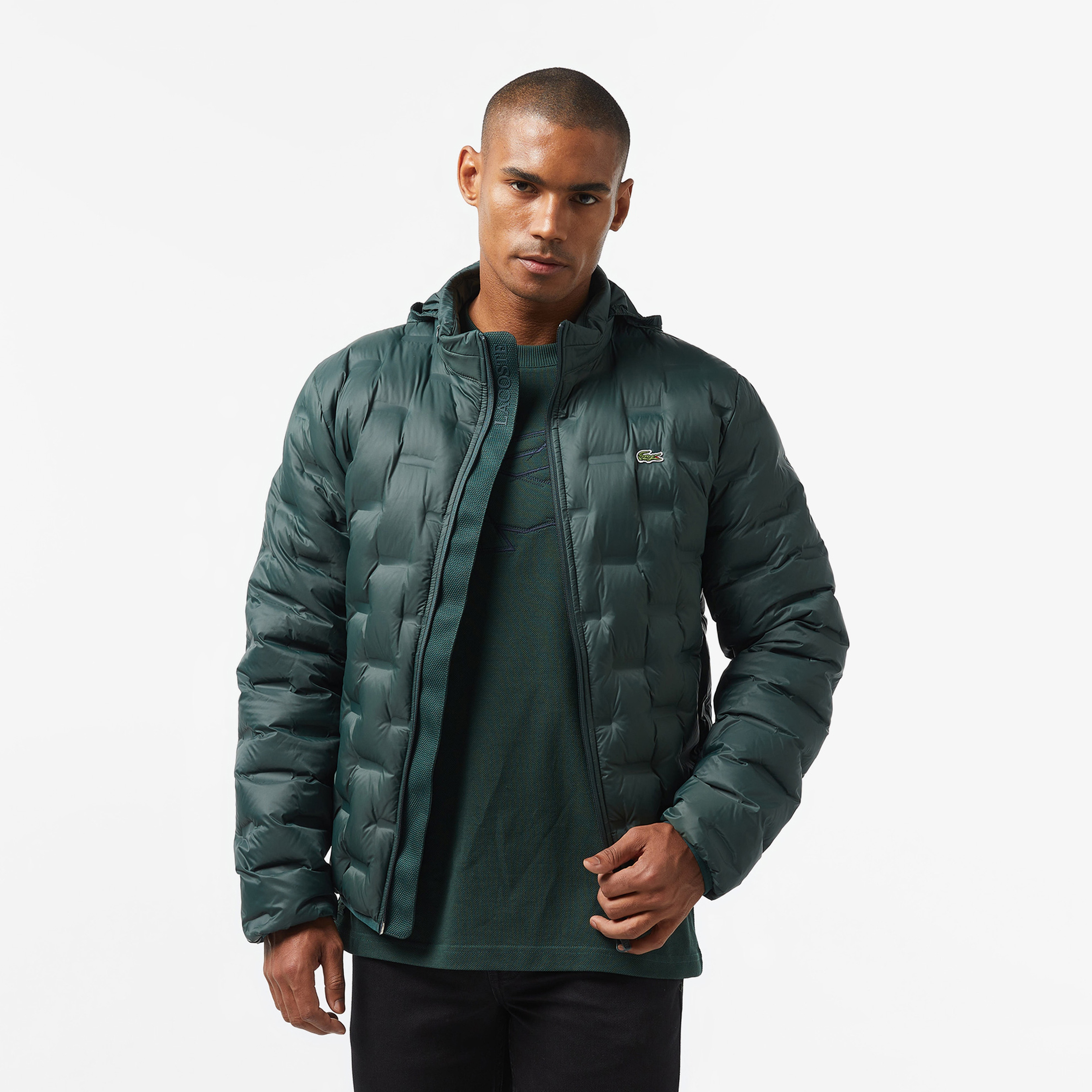 Erkek Regular Fit Kapüşonlu Kapitone Koyu Yeşil Mont56BH2502| Occasion