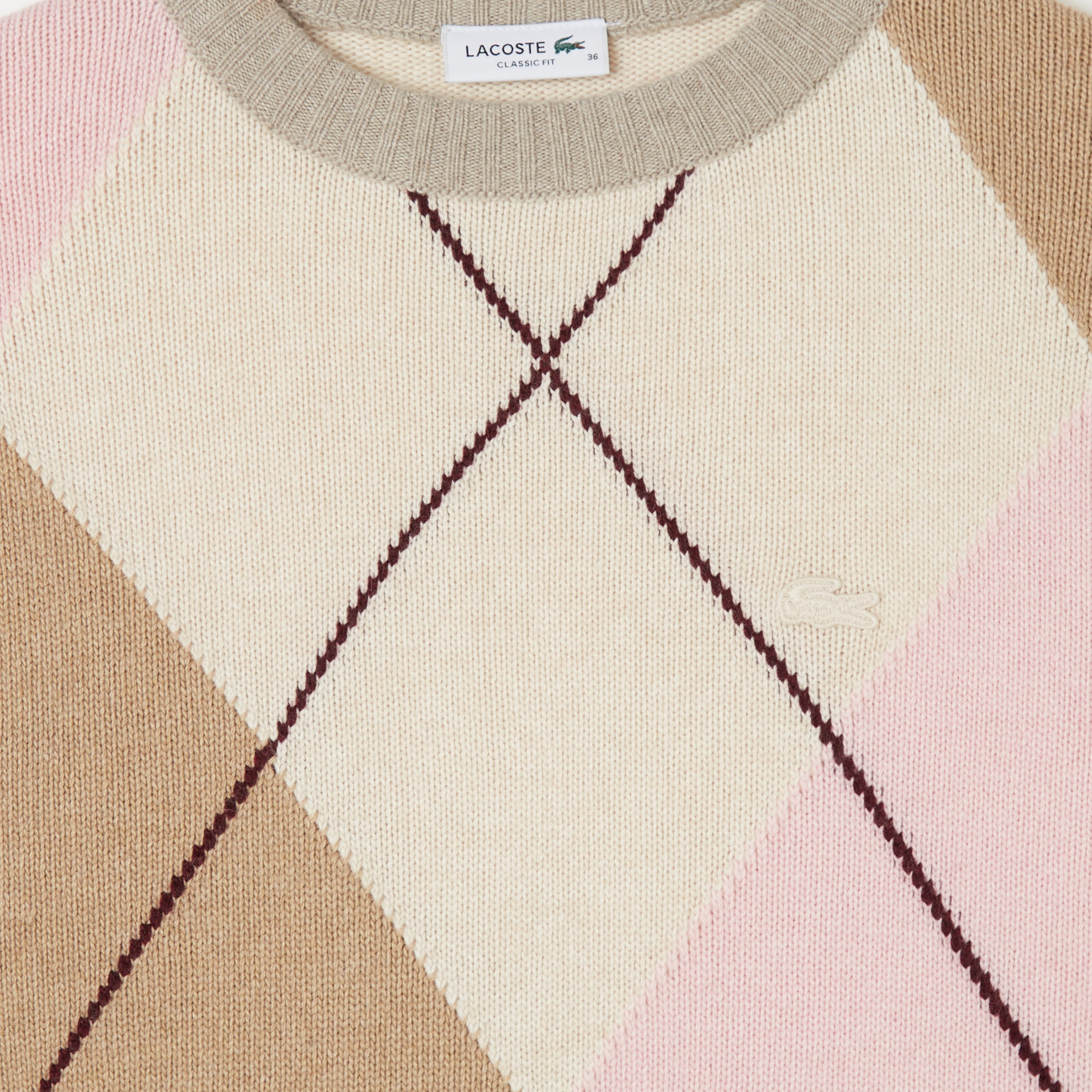 Kadın Regular Fit Bisiklet Yaka Renk Bloklu Bej Triko